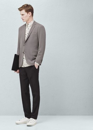 Мужская бело-черная классическая рубашка с принтом от Moschino