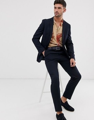 Мужская светло-коричневая рубашка с коротким рукавом с принтом от Daniele Alessandrini