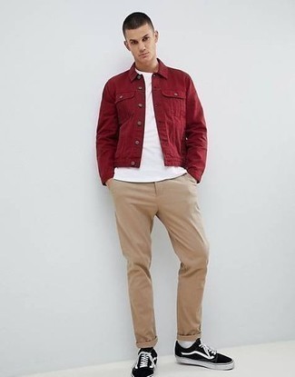 Мужская темно-красная джинсовая куртка от Asos