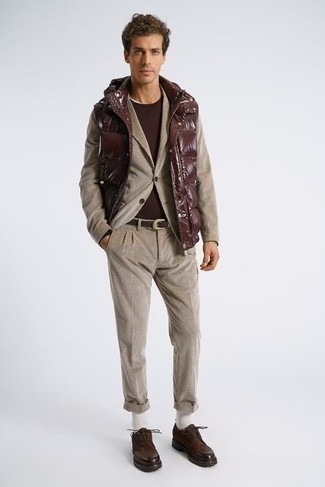 Мужская темно-коричневая стеганая куртка без рукавов от 88 Piuma E Piumaggio