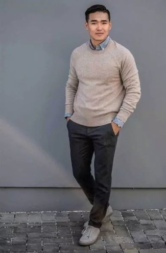 Мужской светло-коричневый свитер с круглым вырезом от Zadig & Voltaire