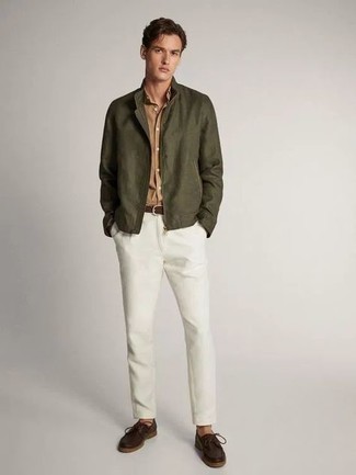 Мужская светло-коричневая рубашка с коротким рукавом от Lardini