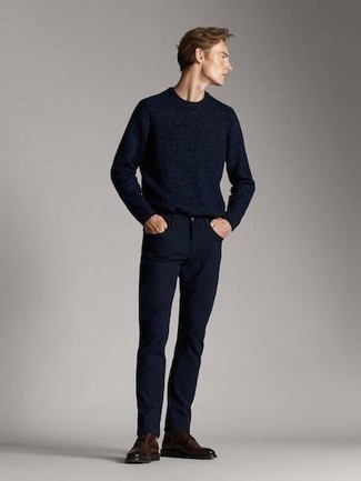 Мужской темно-синий свитер с круглым вырезом от Baon