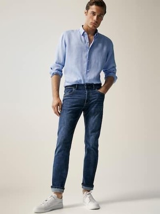 Мужские темно-синие джинсы от purple brand