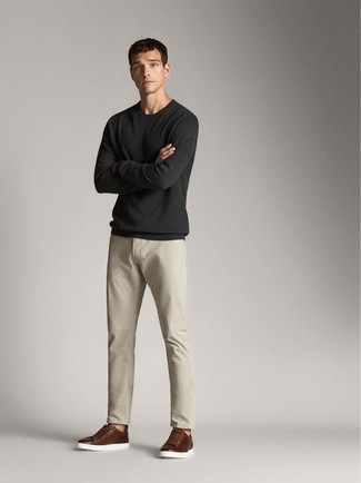 Мужской темно-серый свитер с круглым вырезом от United Colors of Benetton