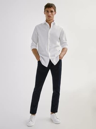 Мужская белая рубашка с длинным рукавом от DSQUARED2