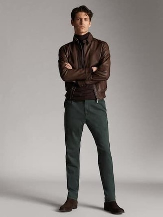 Мужские темно-зеленые джинсы от Maximilian Davis