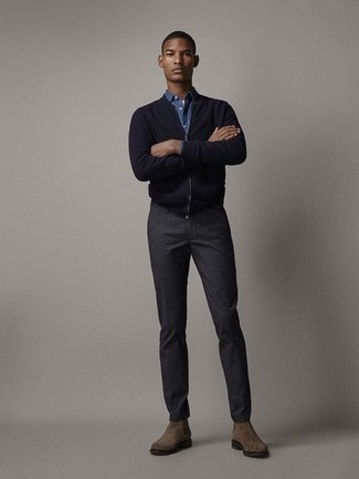 Мужская синяя рубашка с длинным рукавом от Alexander McQueen