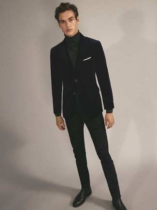 Мужской черный бархатный пиджак от Saint Laurent