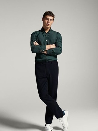 Мужская темно-зеленая рубашка с длинным рукавом от Armani Exchange