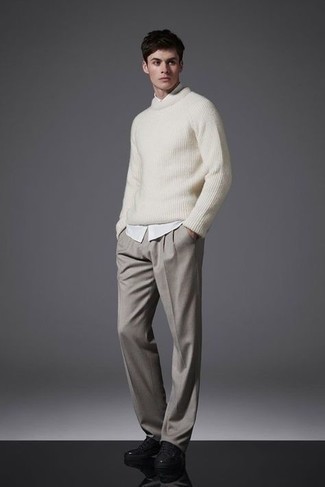 Мужской белый свитер с круглым вырезом от Alexander McQueen