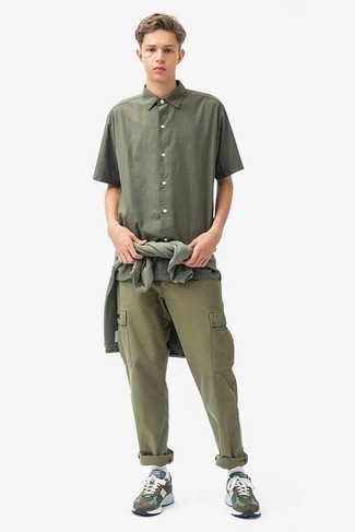Мужская оливковая футболка с длинным рукавом от Supreme