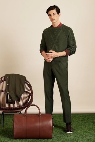 Мужской темно-зеленый вязаный свитер от Burberry