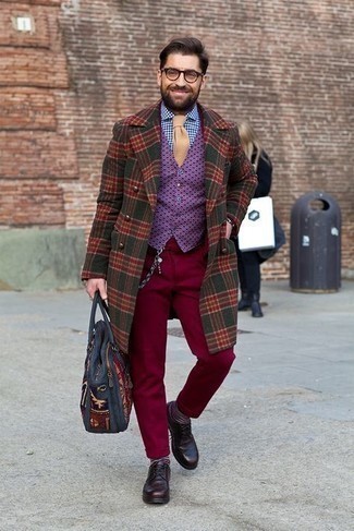 Мужская разноцветная большая сумка из плотной ткани с принтом от Gucci