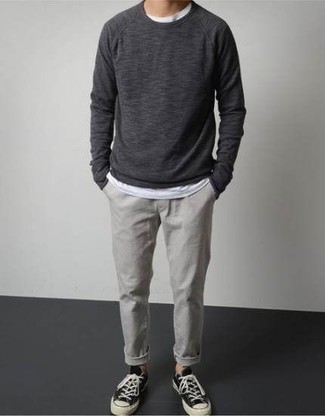 Мужская темно-серая футболка с длинным рукавом от Han Kjobenhavn