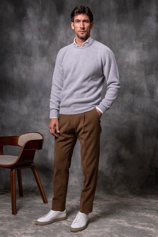 Мужской серый свитер с круглым вырезом от Befree