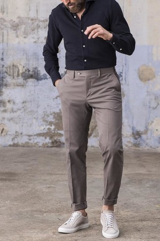 Мужские серые низкие кеды из плотной ткани от Polo Ralph Lauren