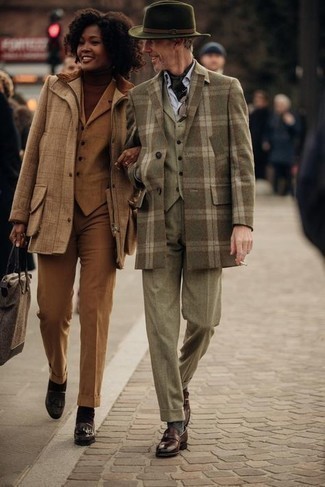 Мужские светло-коричневые шерстяные классические брюки от Canali