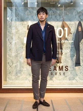 Какие рубашки с длинным рукавом носить с фиолетовым пиджаком мужчине