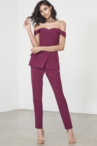 С чем носить фиолетовый комбинезон