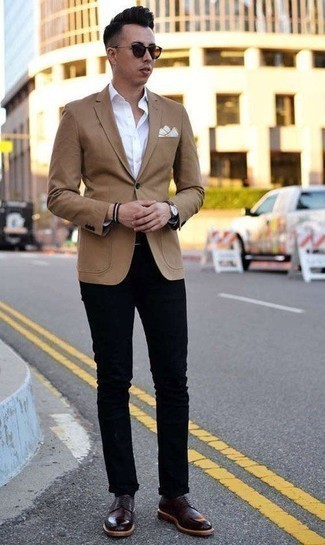 С чем носить фиолетовые кожаные туфли дерби