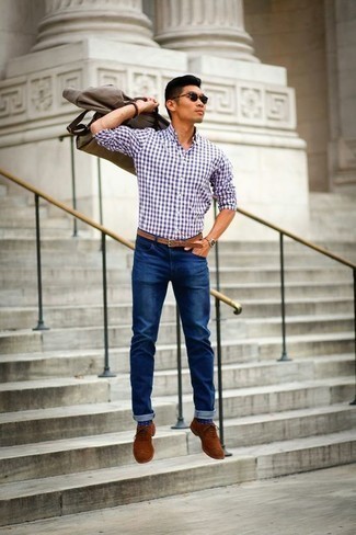 Какие броги носить с фиолетовой рубашкой с длинным рукавом