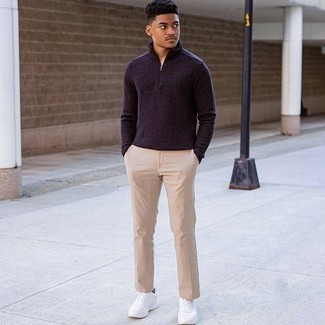 С чем носить фиолетовый свитер мужчине