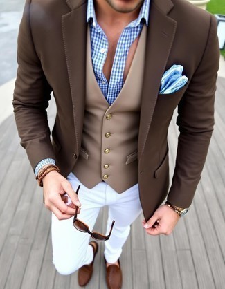 Как носить жилет с лоферами