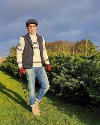 Как носить жилет с водолазкой