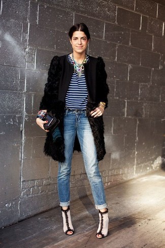 С чем носить бело-черные ботильоны