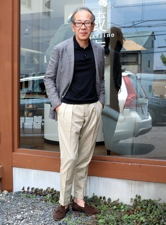 Какие лоферы носить с бело-черным пиджаком мужчине