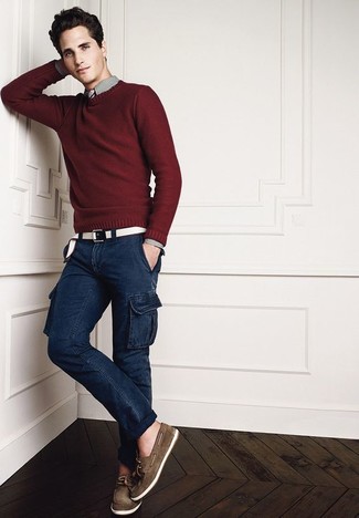 С чем носить бело-черный ремень из плотной ткани мужчине