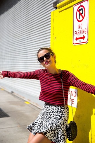 С чем носить бело-черную юбку с леопардовым принтом