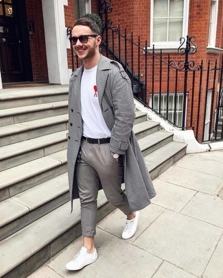 С чем носить бело-черное длинное пальто