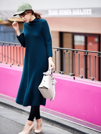 С чем носить бело-черную сумку-саквояж