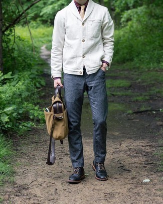 С чем носить бело-черный кардиган с отложным воротником мужчине