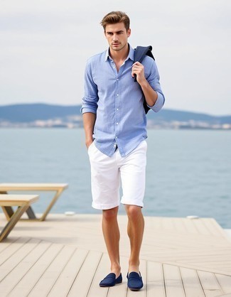 С чем носить бело-черные шорты мужчине