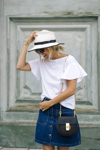 С чем носить бело-черную соломенную шляпу женщине