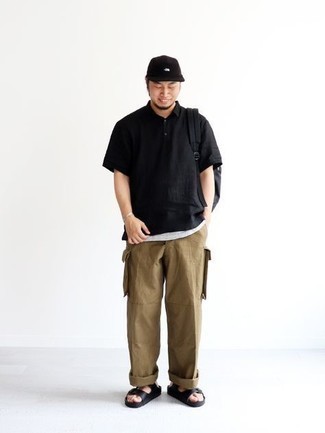 Какие брюки карго носить с бело-черной майкой