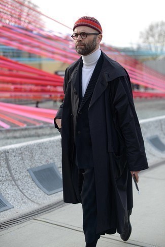 Какие костюмы носить с бело-черной водолазкой