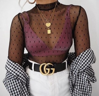 С чем носить бело-синюю мини-юбку