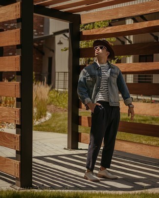 Какие брюки чинос носить с бело-коричневыми брогами