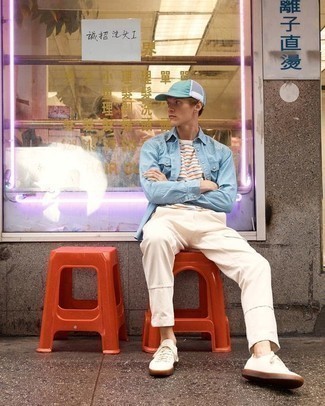 С чем носить бело-зеленую бейсболку мужчине