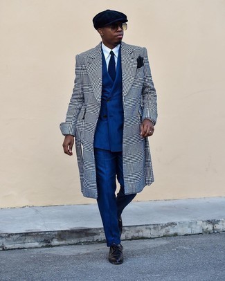 С чем носить бело-темно-синего длинное пальто