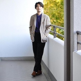 С чем носить бело-красно-синий пиджак мужчине