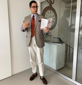 С чем носить бело-красные классические брюки мужчине