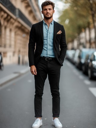 Какие пиджаки носить с бело-красными низкими кедами мужчине