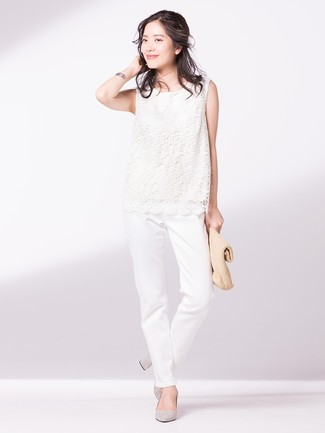 С чем носить бело-красный топ без рукавов