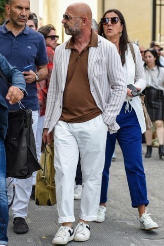 Какие брюки чинос носить с белым пиджаком