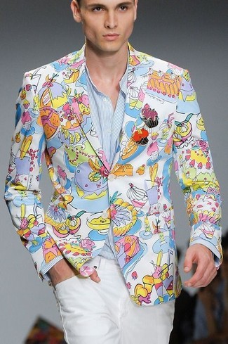 Как носить белый пиджак с белыми зауженными джинсами мужчине